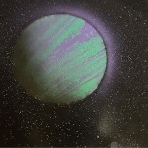 Purple and green planet painting